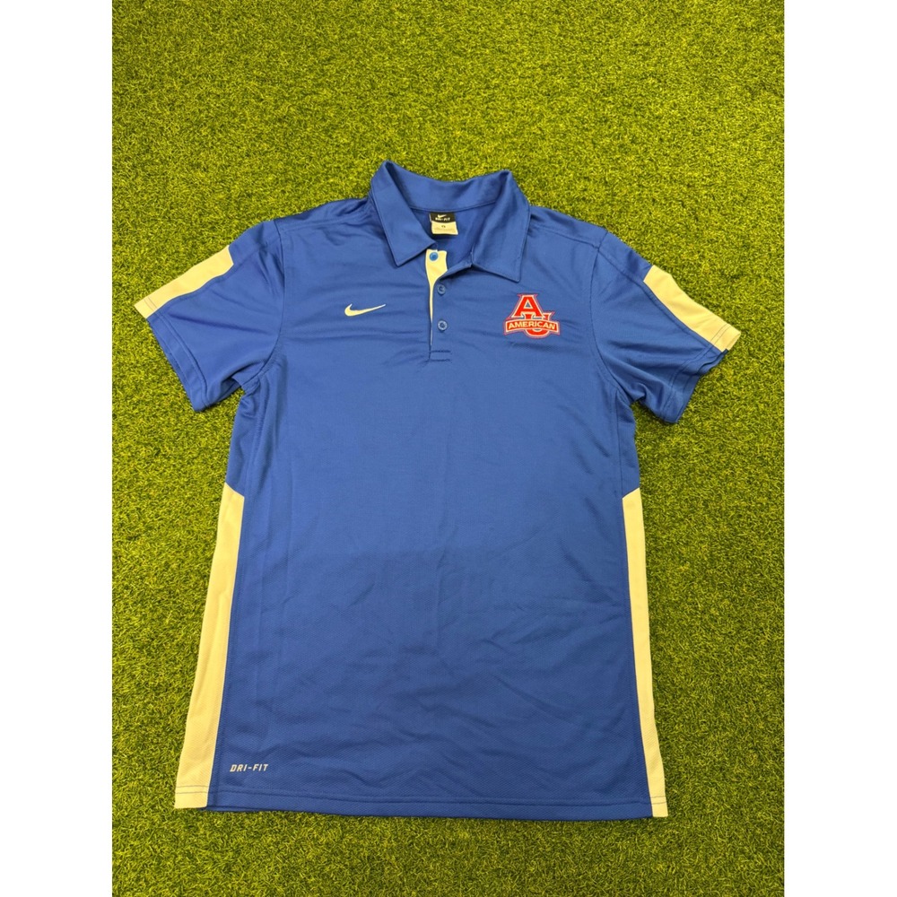 Nike Dri-FIT American‎ University Polo Shirt Mens S Blue White Performance Golf